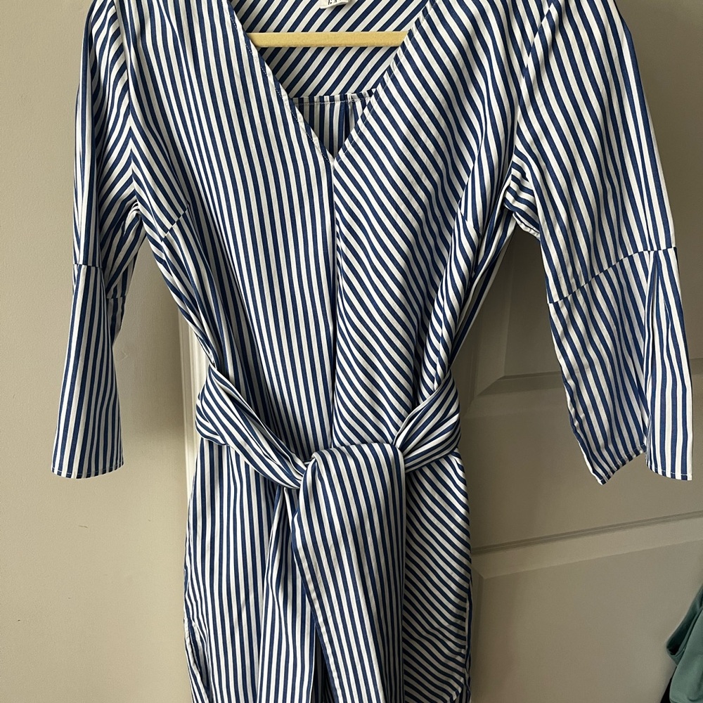 Blue and White Striped Dress